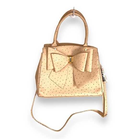 NWT GROSSI PASTEL PINK IVORY BOW PURSE NEW CONVERTIBLE HANDLE - Picture 1 of 10